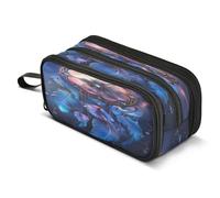 Mnsruu Trousse à crayons bleue avec motif attrape-rêves de fleurs, grande capacité, 3 compartiments, grande boîte à crayons pour garçons et filles, organiseur de rangement scolaire