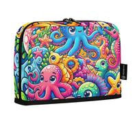 Mnsruu Trousse à crayons colorée avec animaux marins de dessin animé - Grande capacité - Pour garçons et filles - Multicouche - Organiseur de papeterie pour l'école, le bureau, le travail