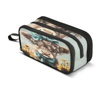 Mnsruu Trousse à crayons de grande capacité à 3 compartiments pour garçons et filles - Pour l'école et le bureau - Grande trousse à crayons - Motif dragon coloré - Verre teinté bohème