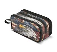 Mnsruu Trousse à crayons de grande capacité avec 3 compartiments pour garçons et filles Motif drapeau aigle pirate