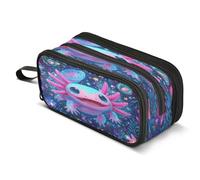 Mnsruu Trousse à crayons de grande capacité avec 3 compartiments pour garçons et filles Motif feuilles de salamandre