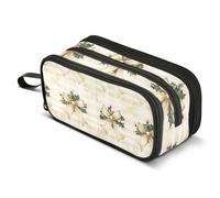 Mnsruu Trousse à crayons de grande capacité avec 3 compartiments pour garçons et filles - Pour l'école et le bureau - Grande trousse à crayons - Feuilles vertes fraîches - Heure d'été