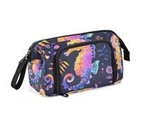 Mnsruu Trousse à crayons de grande capacité avec motif hippocampe violet pour papeterie, école, université, bureau pour adolescents, adultes, étudiants, Hippocampe violet, Taille unique, Mallette