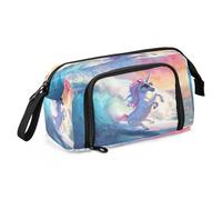 Mnsruu Trousse à crayons de grande capacité avec motif licorne surfer sur une grosse vague - Pour garçons et filles, Happy Unicorn Surf on a Big Wave Wear, Taille unique, Mode