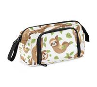 Mnsruu Trousse à crayons de grande capacité avec motif paresseux et feuilles - Pour l'école, le bureau, les adolescents, les adultes et les étudiants, Paresseux feuilles, Taille unique, Mallette