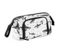Mnsruu Trousse à crayons de grande capacité avec motif requins noirs - Pour l'école, l'université, le bureau - Pour adolescents, adultes, étudiants, Requins noirs, Taille unique, Mallette