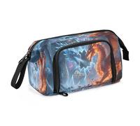 Mnsruu Trousse à crayons de grande capacité Double Dragon Confrontation Trousse à crayons Trousse à crayons Papeterie Organiseur de bureau Sac pour garçons et filles