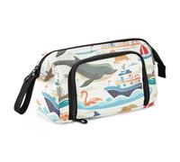 Mnsruu Trousse à crayons de grande capacité, motif baleine de yacht, pochette pour papeterie, école, université, bureau, pour adolescents, adultes, étudiants, Yacht Whale, Taille unique, Mallette