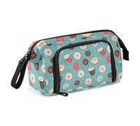 Mnsruu Trousse à crayons de grande capacité, motif beignets, café, pochette pour papeterie, école, université, bureau, pour adolescents, adultes, étudiants, Café Donuts, Taille unique, Mallette