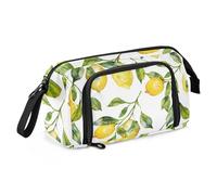 Mnsruu Trousse à crayons de grande capacité, motif citrons jaunes aquarelle, pochette pour papeterie, école, université, bureau, pour adolescents, adultes, étudiants, Aquarelle Jaune Citrons, Taille