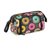 Mnsruu Trousse à crayons de grande capacité, motif donuts colorés, pochette pour papeterie, école, université, bureau, pour adolescents, adultes, étudiants, Donuts colorés., Taille unique, Mallette