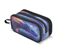 Mnsruu Trousse à crayons de grande capacité, motif dragon doré, 3 compartiments, organiseur de rangement portable pour adolescents, filles, garçons, école, bureau