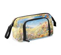 Mnsruu Trousse à crayons de grande capacité, motif fleurs sauvages et papillons Bleu ciel, Blue Sky Fleurs sauvages Papillon, Taille unique, Mallette