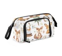 Mnsruu Trousse à crayons de grande capacité, motif forêt aquarelle, pochette à stylos, pochette pour papeterie, école, université, bureau, pour adolescents, adultes, étudiants, Objectifs de la forêt