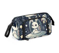 Mnsruu Trousse à crayons de grande capacité, motif lapin, pochette pour papeterie, école, université, bureau, pour adolescents, adultes, étudiants, Lapin de l'espace, Taille unique, Mallette