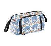 Mnsruu Trousse à crayons de grande capacité - Motif ours bleu et fraise - Pour l'école, l'université, le bureau - Pour adolescents, adultes, étudiants, Blue Bear Fraise, Taille unique, Mallette