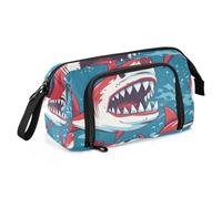 Mnsruu Trousse à crayons de grande capacité, motif requins rouges, pochette pour papeterie, école, université, bureau pour adolescents, adultes, étudiants, Requins rouges, Taille unique, Mallette