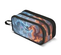 Mnsruu Trousse à crayons double dragon confrontation de grande capacité avec 3 compartiments pour garçons et filles