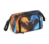 Mnsruu Trousse à crayons Dragon Fire in The Dark Night de grande capacité pour garçons et filles, Deux dragons avec feu, Taille unique, Mode