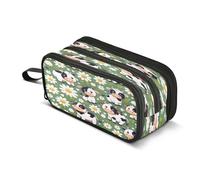 Mnsruu Trousse à crayons grande capacité avec 3 compartiments Motif vache et marguerite, multicolore, Taille unique, Organiseur de sac