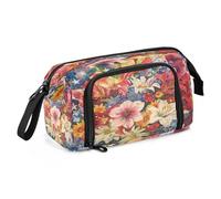 Mnsruu Trousse d'été de grande capacité avec motif « America in Bloom » - Pour garçons et filles, Amérique en fleurs en été, Taille unique, Mode