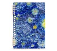 Mnsruu Van Gogh Carnet à spirales avec couverture rigide lignée pour femme Motif Nuit étoilée Art Peinture à l'huile 14 x 21 cm