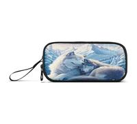 Mnsruu White Wolves Iceberg Grande trousse de rangement avec fermeture éclair pour bureau, école, voyage
