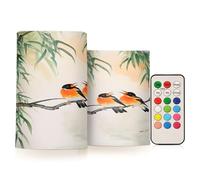 Mnsruu Willow Birds Bougies pilier sans flamme avec minuterie à piles LED changeant de couleur