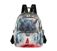 Mnsruu Wolf Little Girl Mini sac à dos pour femme, sac de voyage décontracté, sac à bandoulière, S, Loup Petite Fille, S