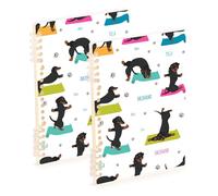 Mnsruu Yoga Dogs Poses and Exercises Lot de 2 cahiers à spirales A5 pour le travail, l'école, l'écriture, journal, ligné, 120 pages, 15 x 21 cm