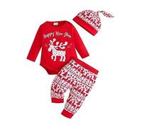 MNSWR Déguisement Bébé Pyjama Noël Tenue Garçon Body Vêtements 2 Ans Mon Premier Noël Costume 6 Mois Fille (Red-e, 0-3 Months)