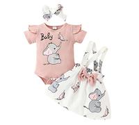 MNSWR Ensemble Princesse Fille - Hauts et Jupes Lapin Tenues de Pâques avec Bretelles