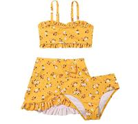MNSWR Maillot De Bain Fille 2 Pieces Swimwear Fille Maillot De Bain Une Pièce Stitch Girl,Maillot De Bain Floral Enfant Fille Ado Tankini Imprimé Bikini Maillots Deux Pièces Fille Ensembl 7-8 Ans