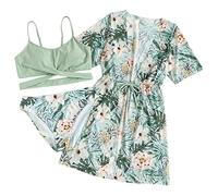 MNSWR Maillots De Bain Fille 2 Pièces Ensemble De Maillots De Bain 3 Pièces pour Toute-Petite Fille Soild Bikini Rullfe Maillots De Bains Enfant Filles