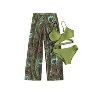 MNSWR Maillots De Bain Fille 2 Pièces Ensemble De Maillots De Bain 3 Pièces pour Toute-Petite Fille Soild Bikini Rullfe Maillots De Bains Enfant Filles