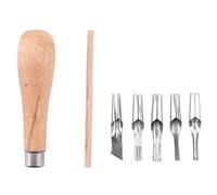 Mnueeop Outils de Sculpture de Tampon en Caoutchouc de Coupe de Bloc de avec L'Ensemble D'Outils de Sculpture de Gravure de Manche en Bois de 5 Lames
