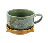 Mnueeop Tasse Japonaise Mignonne en CéRamique Shiba Inu Panda Tasse à Café avec Couvercle Maison Couple Lait -DéJeuner Tasse Tasse D' (Vert)
