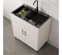 MNUPUOL 19-27In Cuisine Evier Avec Meuble Bas,Acier Inoxydable 304 Evier Cuisine 1 Bac Évier De Cuisine Sur Pied Commercial Pour Extérieur, Cuisine,Restaurant,Garage,Buanderie,60 * 45 * 78cm