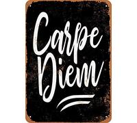MNUT Plaque en métal Carpe Diem (Fond Noir) - 20,3 x 30,5 cm