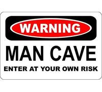 MNUT Plaque métallique en Aluminium 20 x 30 cm avec Inscription « Warning Man Cave Enter at Your Own Risk »