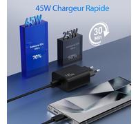 Mnuuz-45w Usb C Rapide Chargeur Pour Samsung Galaxy S25 Ultra S24 S23 S22 S21 Fe 5g S20, A55 A54 A53 A52, Note 20 10, Tab S8 S9, Z-Fold 5/6 Z-Flip 5/6, Super Fast Charger Prise Adaptateur + 2m Type C