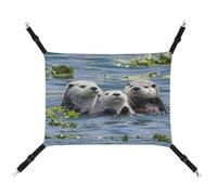 MNVTSKOP Adorable hamac respirant en forme de loutre de mer pour chat avec sangles réglables et crochets en métal pour petit animal de compagnie pour intérieur et extérieur