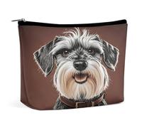 MNVTSKOP Adorable trousse de maquillage de voyage de grande capacité Schnauzer - Trousse de toilette portable tendance pour femme
