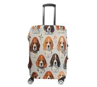 MNVTSKOP Beagle Patterns Housse de protection pour valise résistante aux rayures et lavable en polyester élastique, blanc, S