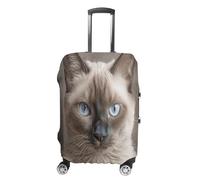 MNVTSKOP Belle housse de bagage en polyester avec motif chat siamois résistant aux rayures et lavable, blanc, S