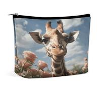 MNVTSKOP Belle trousse de maquillage de voyage de grande capacité avec motif girafe - Trousse de toilette portable tendance pour femme