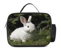 MNVTSKOP Boîte à déjeuner réutilisable avec poignée - Motif lapin sur l'herbe - Pour bureau, pique-nique, plage