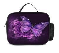 MNVTSKOP Boîte à déjeuner réutilisable étanche avec poignée pour bureau, pique-nique, plage Motif papillon Violet