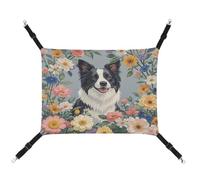 MNVTSKOP Border Collie Florals Hamac respirant à suspendre pour chat avec sangles réglables et crochets métalliques en peluche douce pour intérieur et extérieur