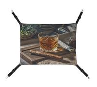 MNVTSKOP Cigar & Whiskey Hamac respirant pour chat avec sangles réglables et crochets en métal pour petit animal de compagnie pour intérieur et extérieur